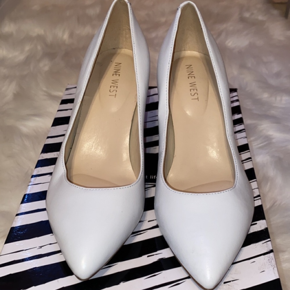 Nine West , White Block Heels , Size 6